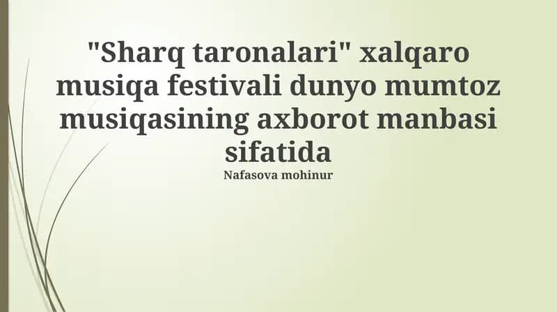 Sharq taronalari xalqaro musiqa festivali