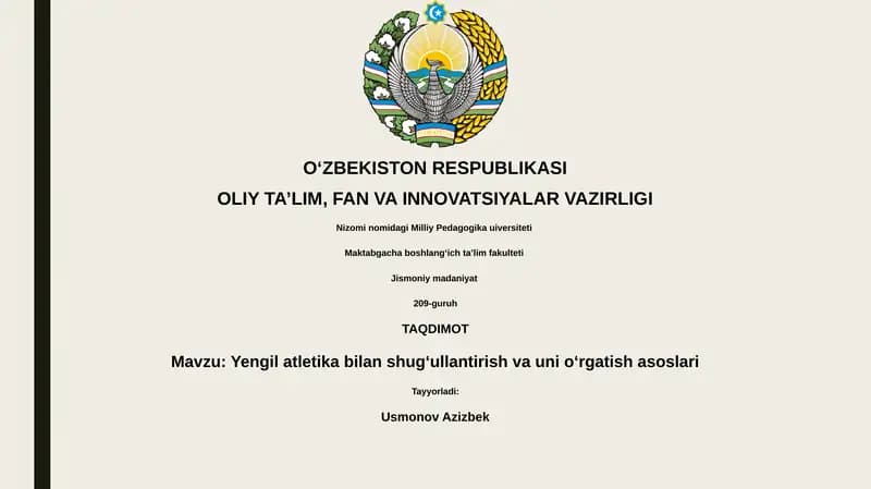 Yengil atletika bilan shugʻullantirish va uni oʻrgatish asoslari