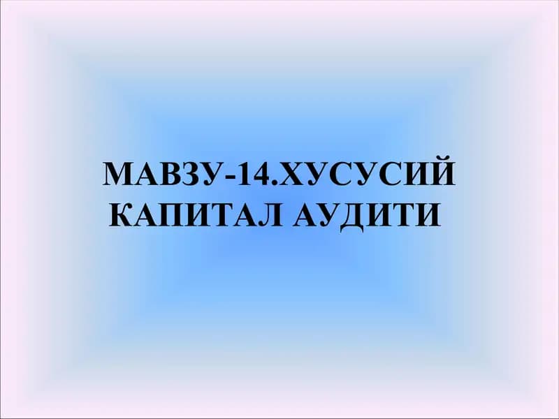 Xususiy kapital auditi