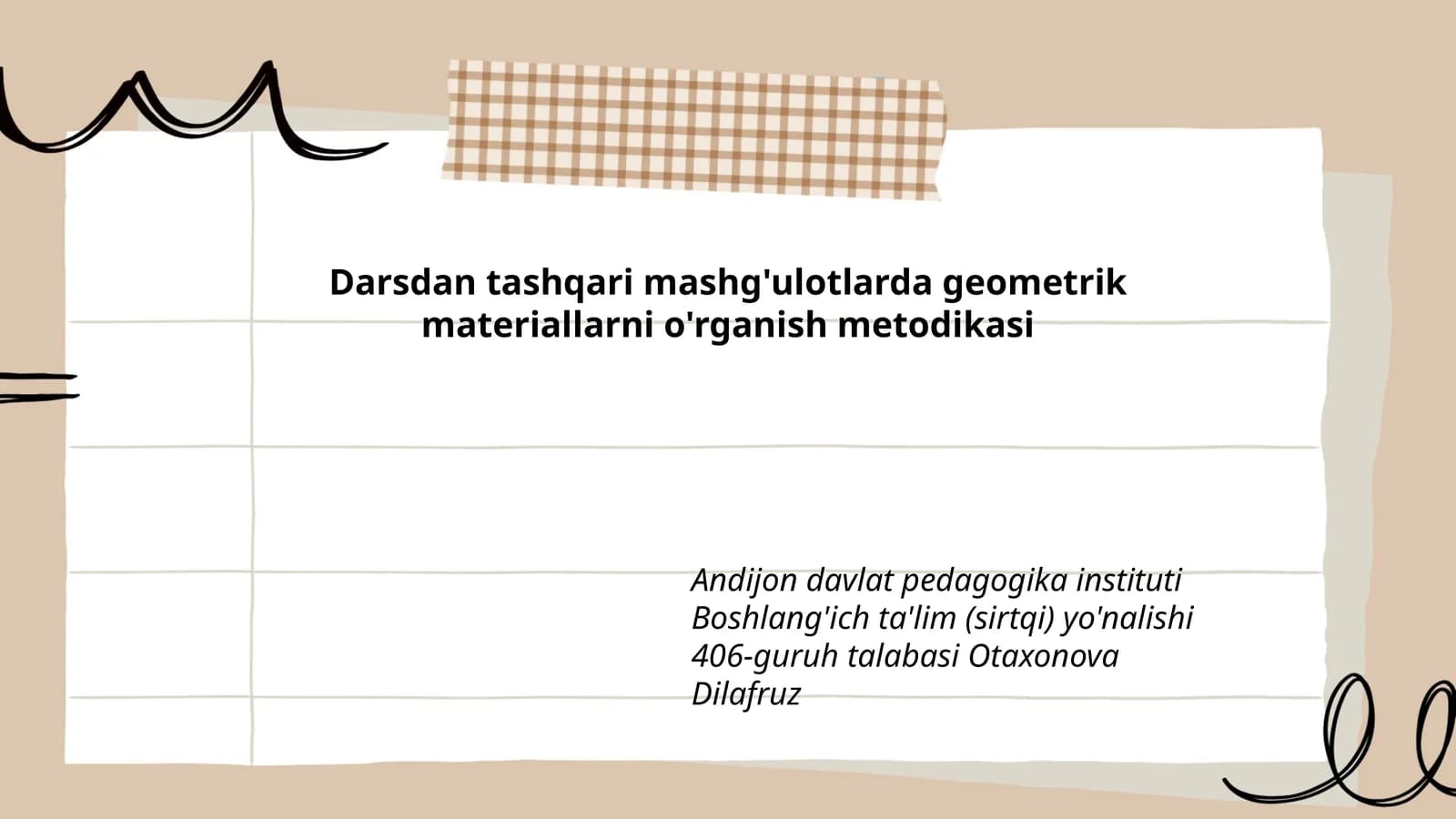 Darsdan tashqari mashg'ulotlarda geometrik materiallarni o'rganish metodikasi