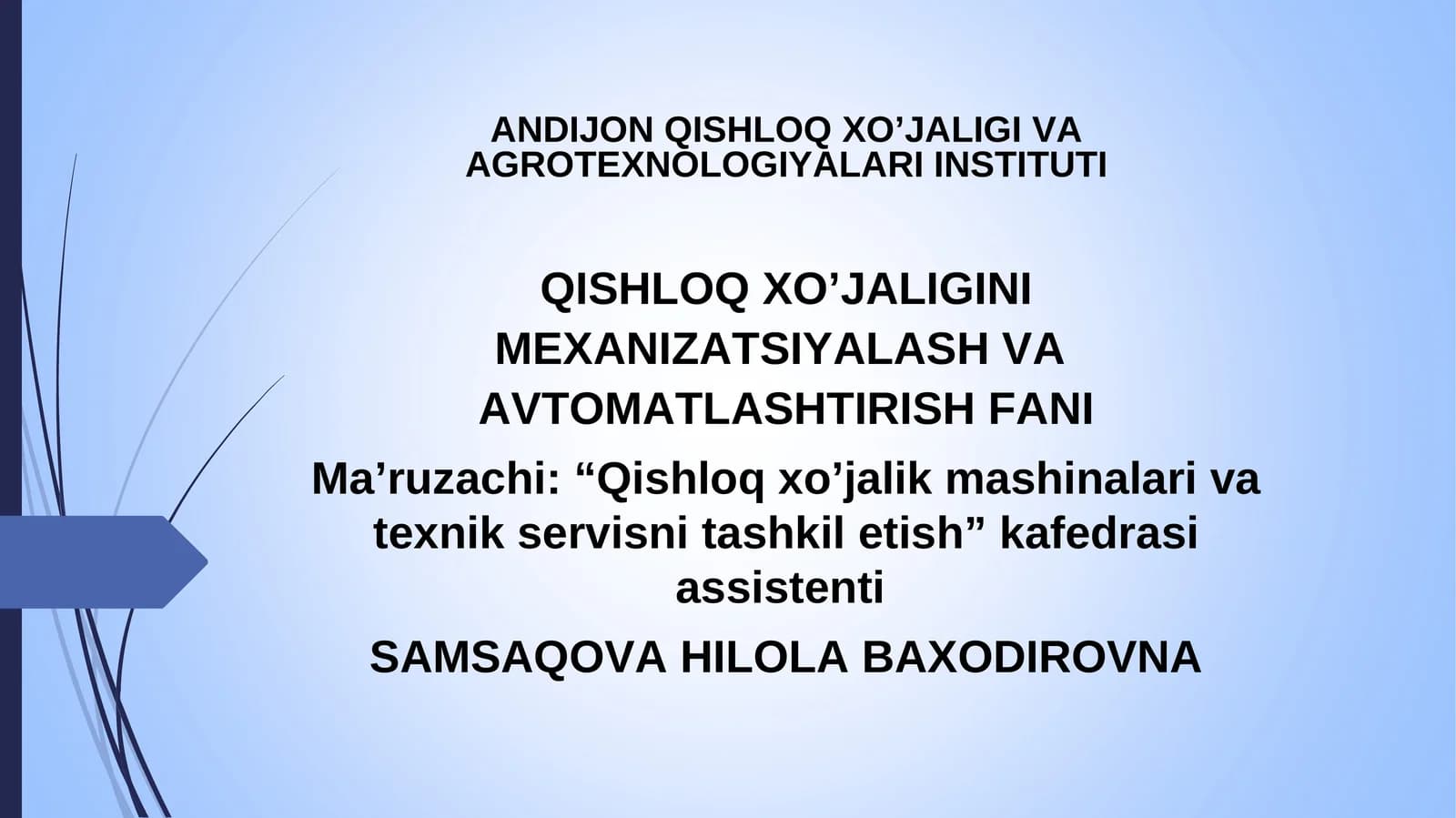 Traktor va Avtomobillarning Tasnifi va Asosiy Qismlari