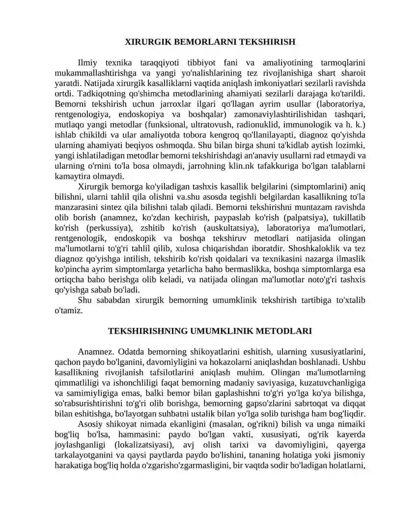 Hururgik bemorlarni tekshirish