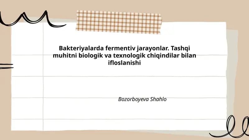 Bakteriyalarda fermentiv jarayonlar