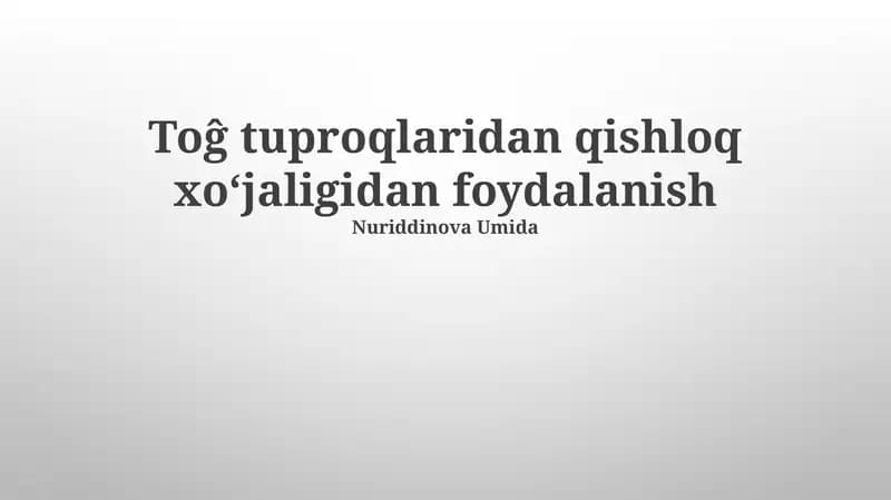 Barqaror Qishloq xo'jaligi amaliyotlari
