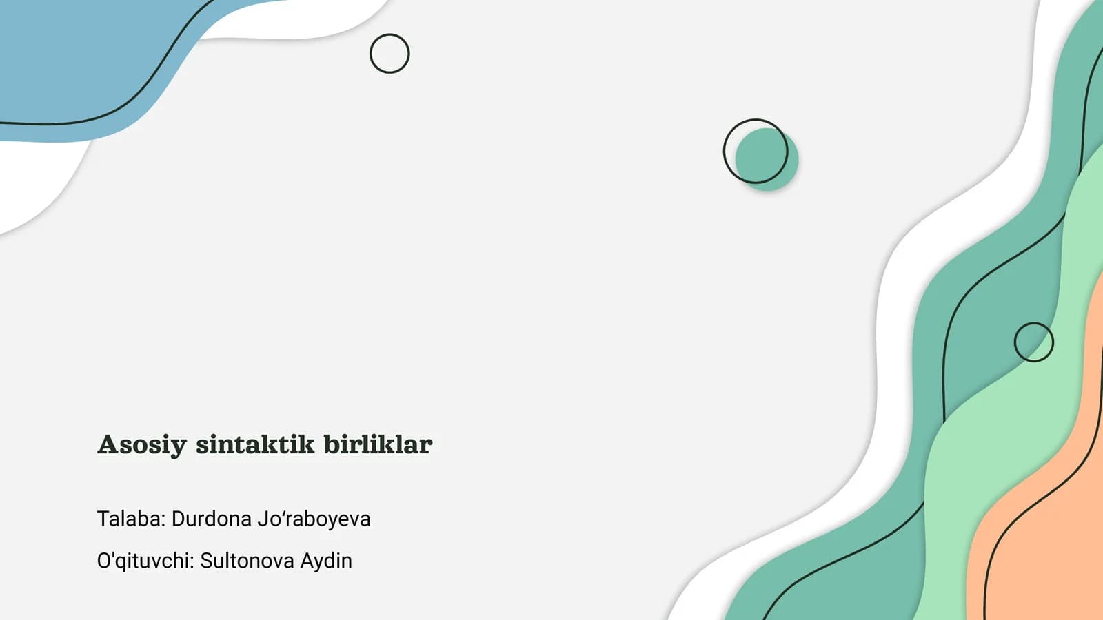 Asosiy sintaktik birliklar