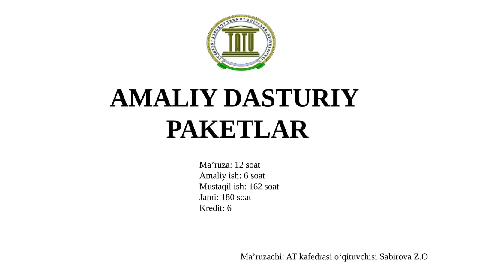 AMALIY DASTURIY PAKETLAR