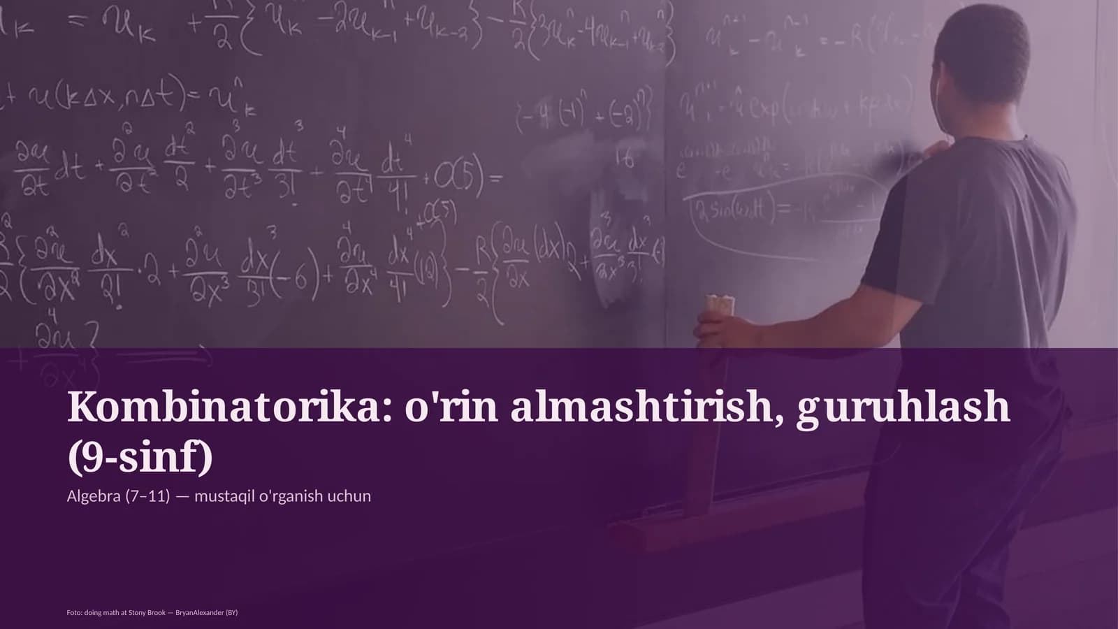 Kombinatorika: o'rin almashtirish, guruhlash (9-sinf)