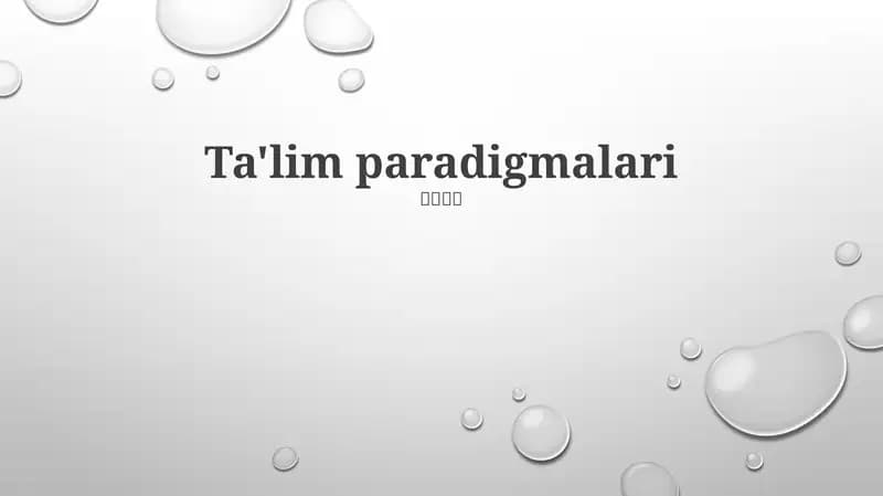 Ta'lim paradigmalari