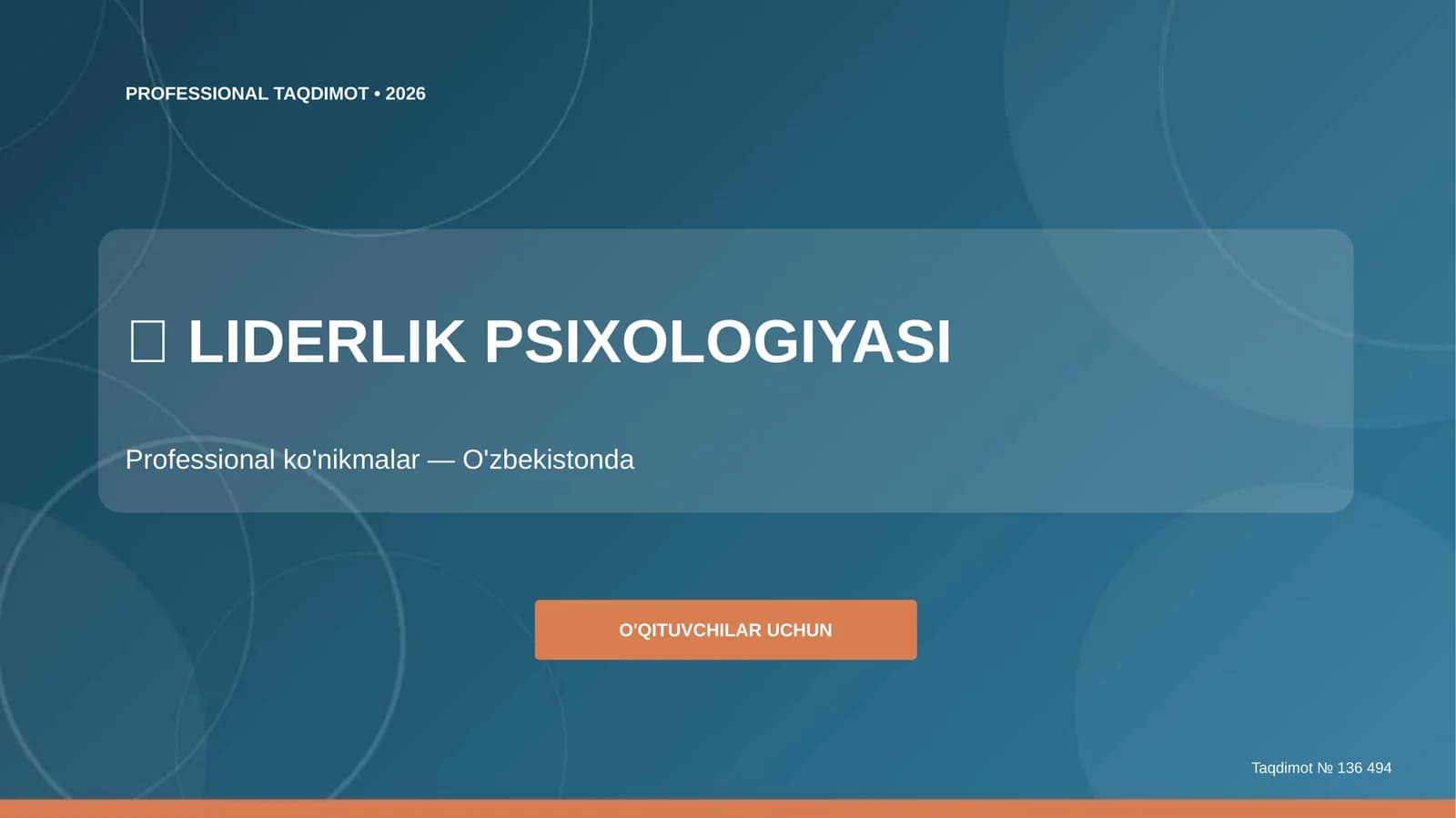 Liderlik psixologiyasi: professional ko'nikmalar (O'zbekistonda) [o'qituvchilar uchun]