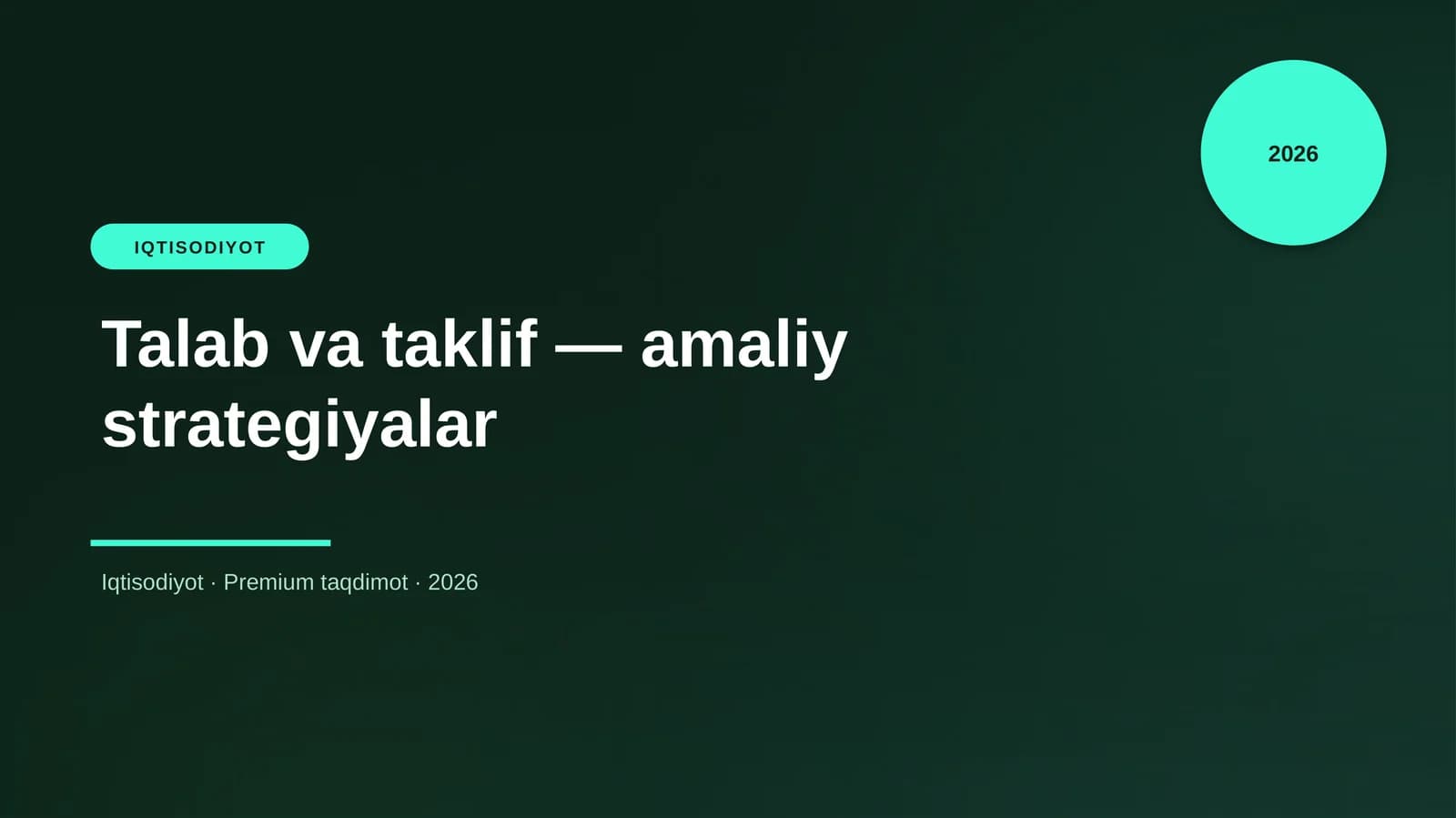 Talab va taklif — amaliy strategiyalar