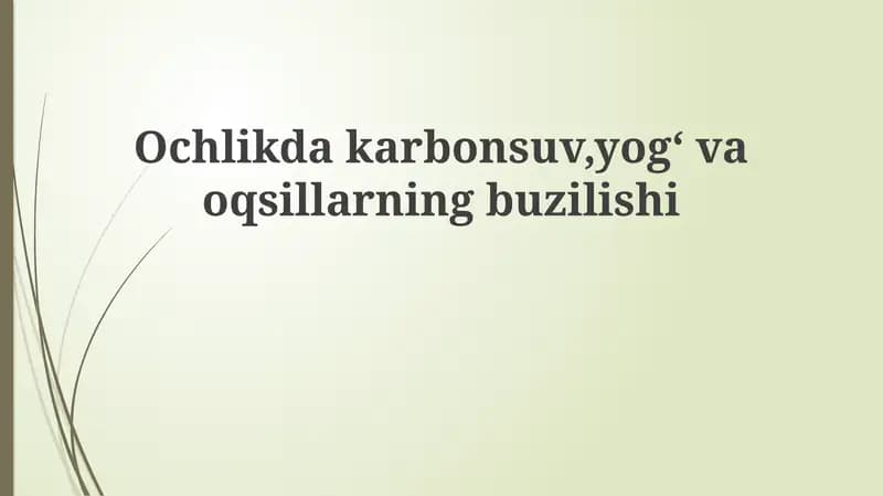 Ochlikdagi metabolik moslashuv va gormonal regulyatsiya