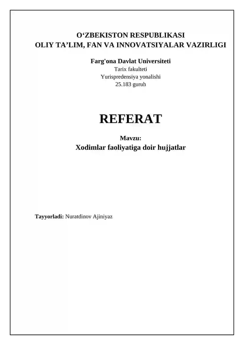 Xodimlar faoliyatiga oid hujjatlar