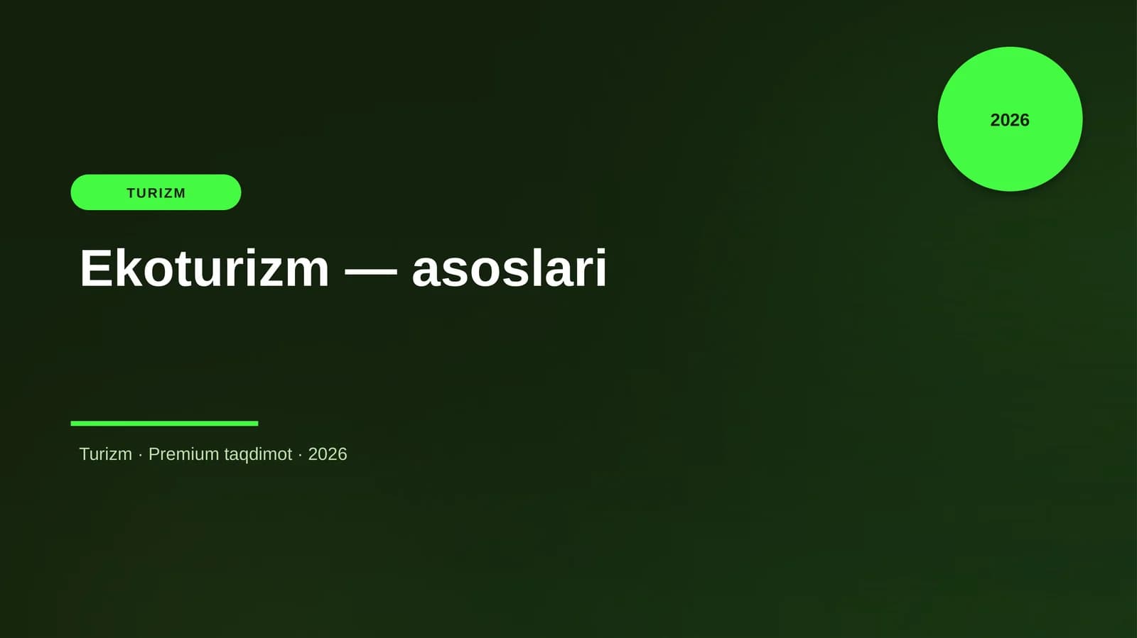 Ekoturizm — asoslari