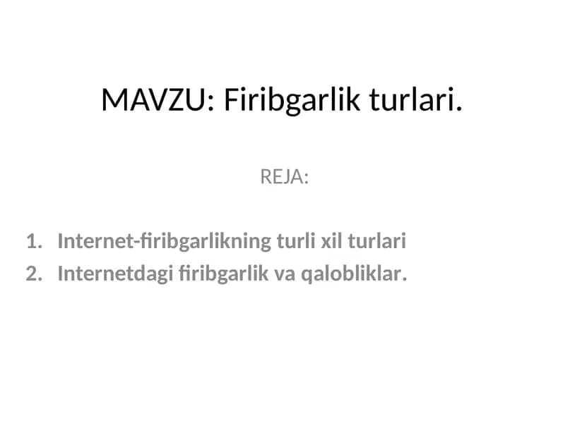 Firibgarlikning turlari