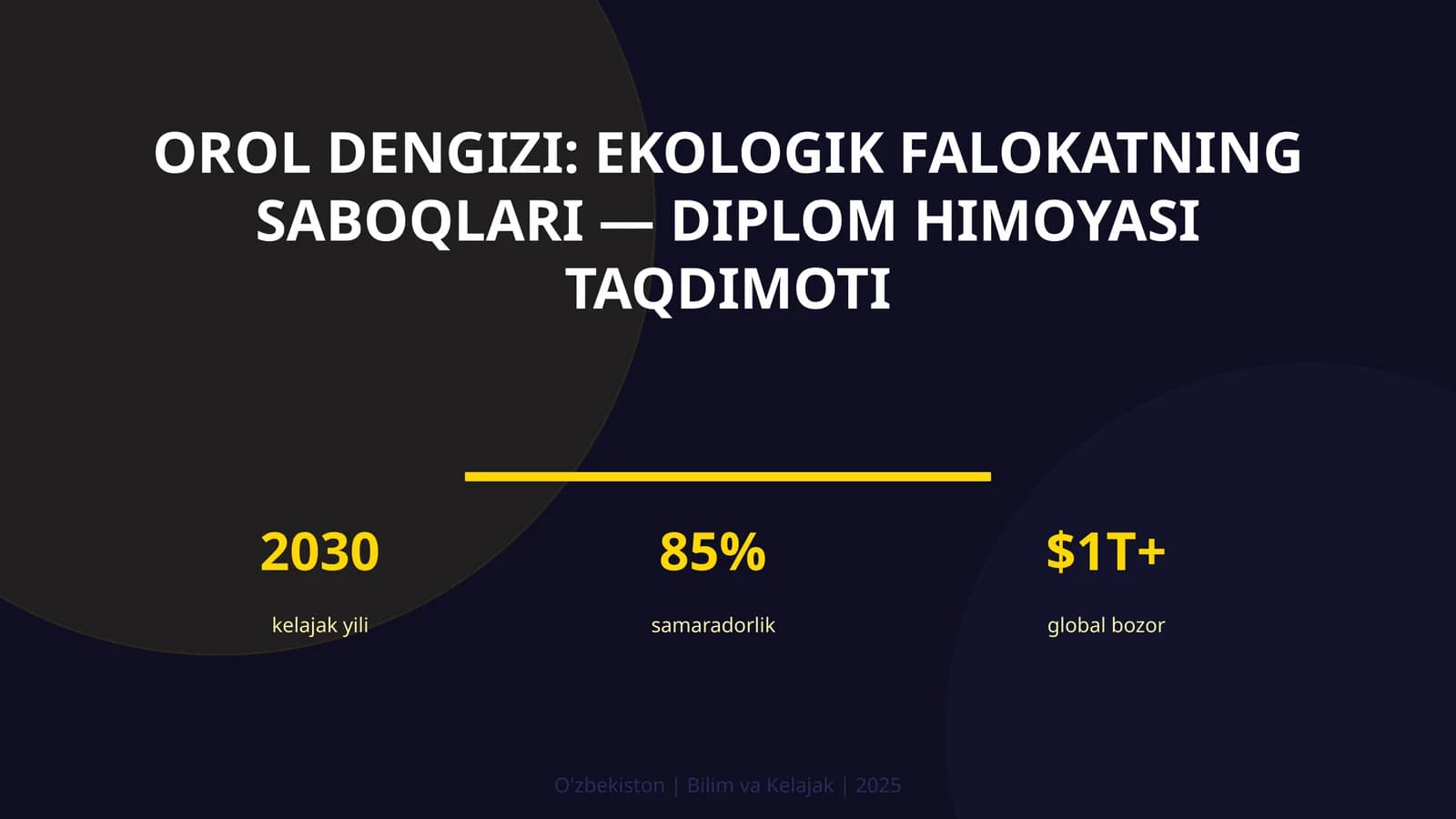 Orol dengizi: ekologik falokatning saboqlari — diplom himoyasi taqdimoti