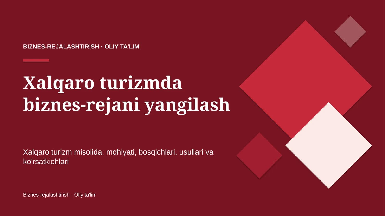 xalqaro turizmda biznes rejani yangilash 4491