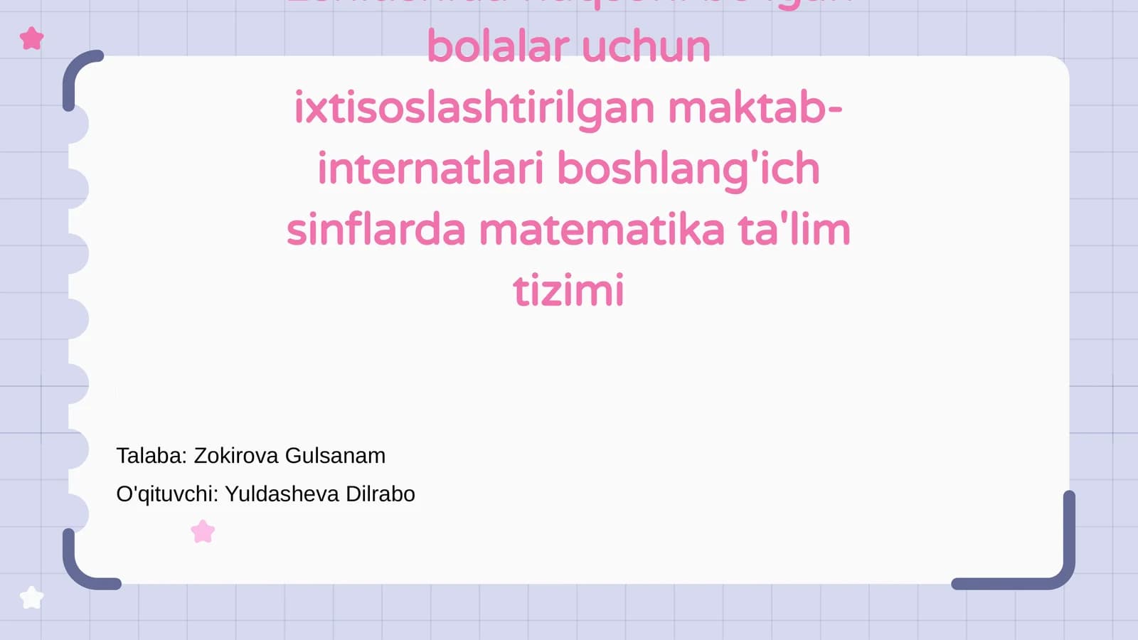 Maktab-internatlarda Matematika Ta'limi