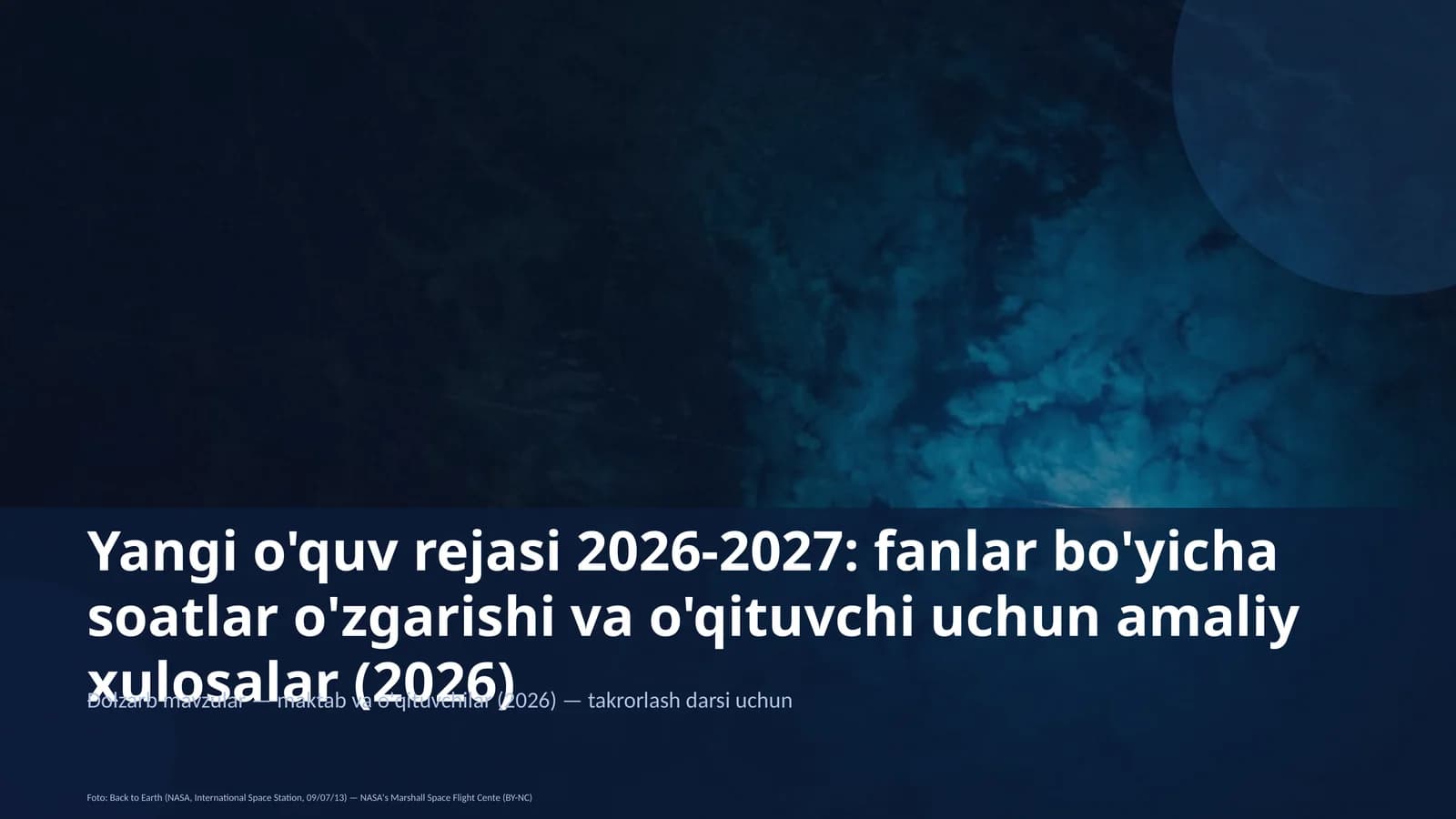 Yangi o'quv rejasi 2026-2027