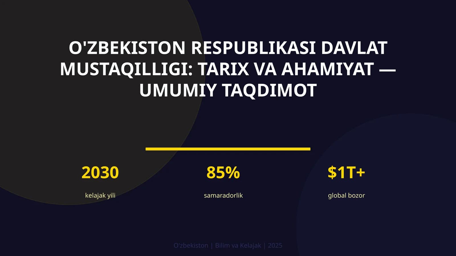 O'zbekiston Respublikasi davlat mustaqilligi: tarix va ahamiyat — umumiy taqdimot