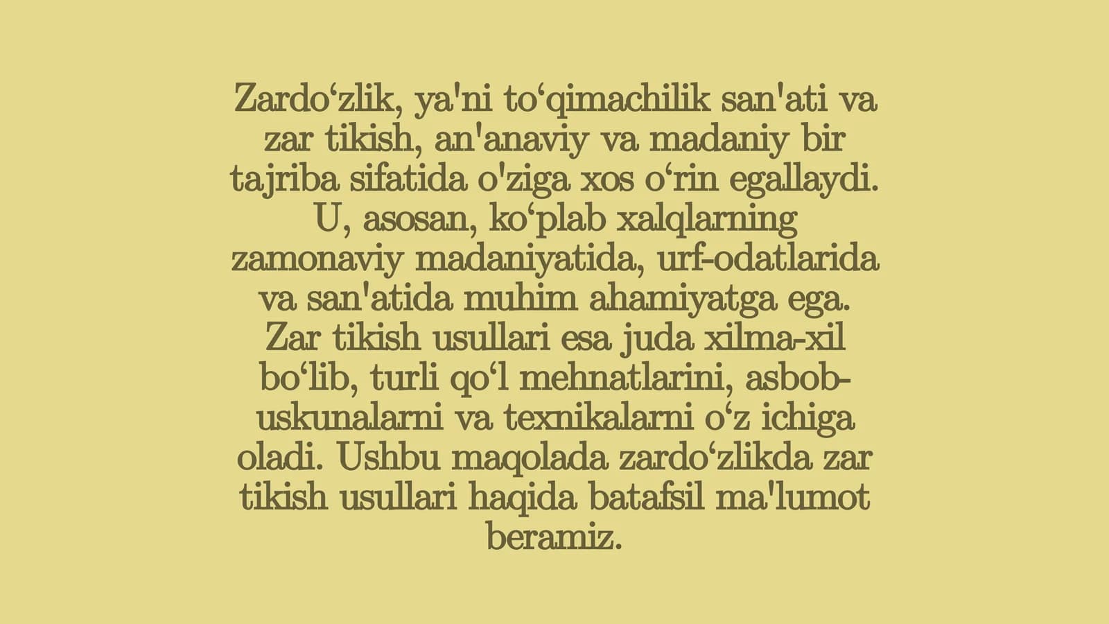Zar tikish usullari