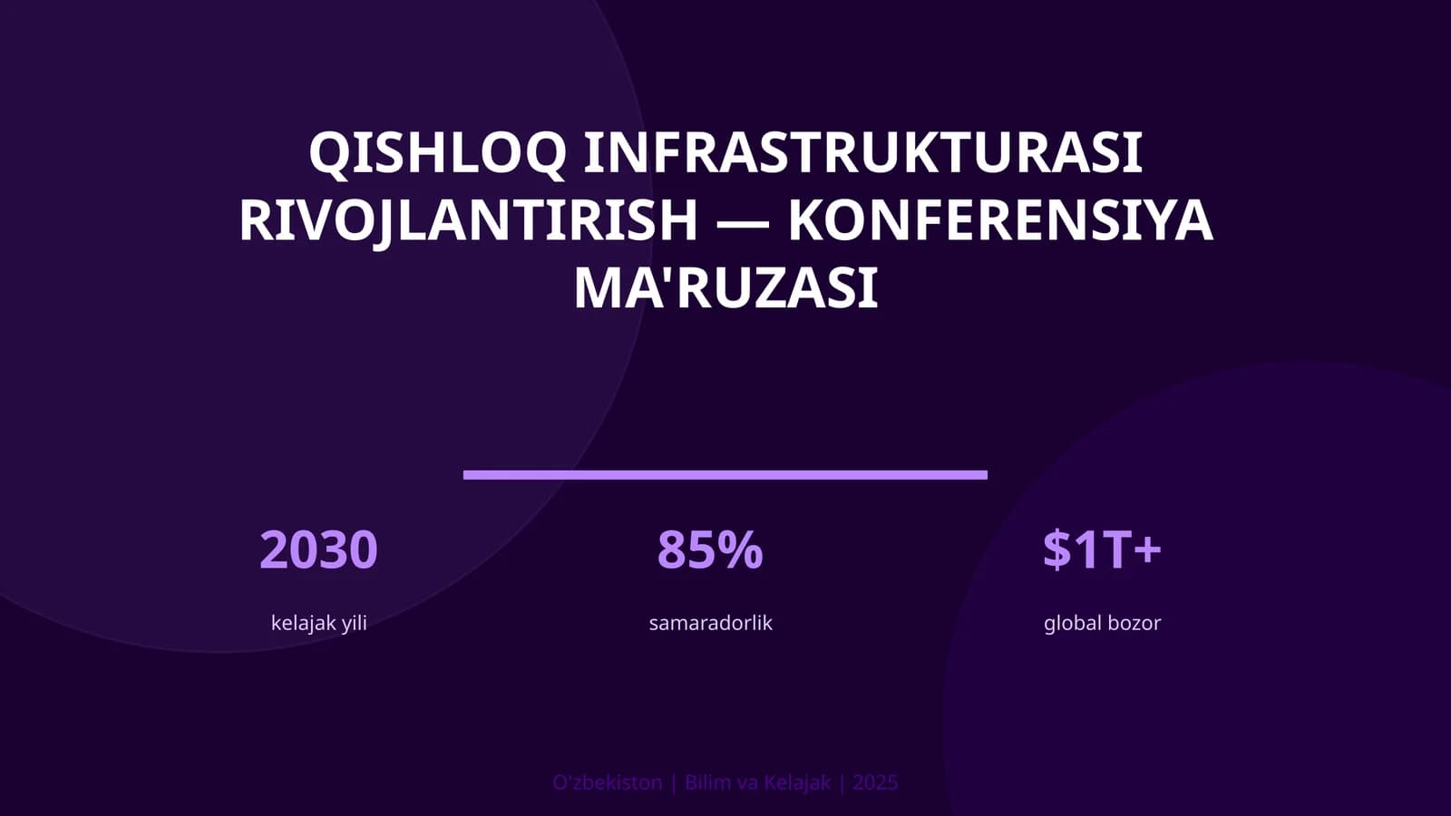 Qishloq infrastrukturasi rivojlantirish — konferensiya ma'ruzasi