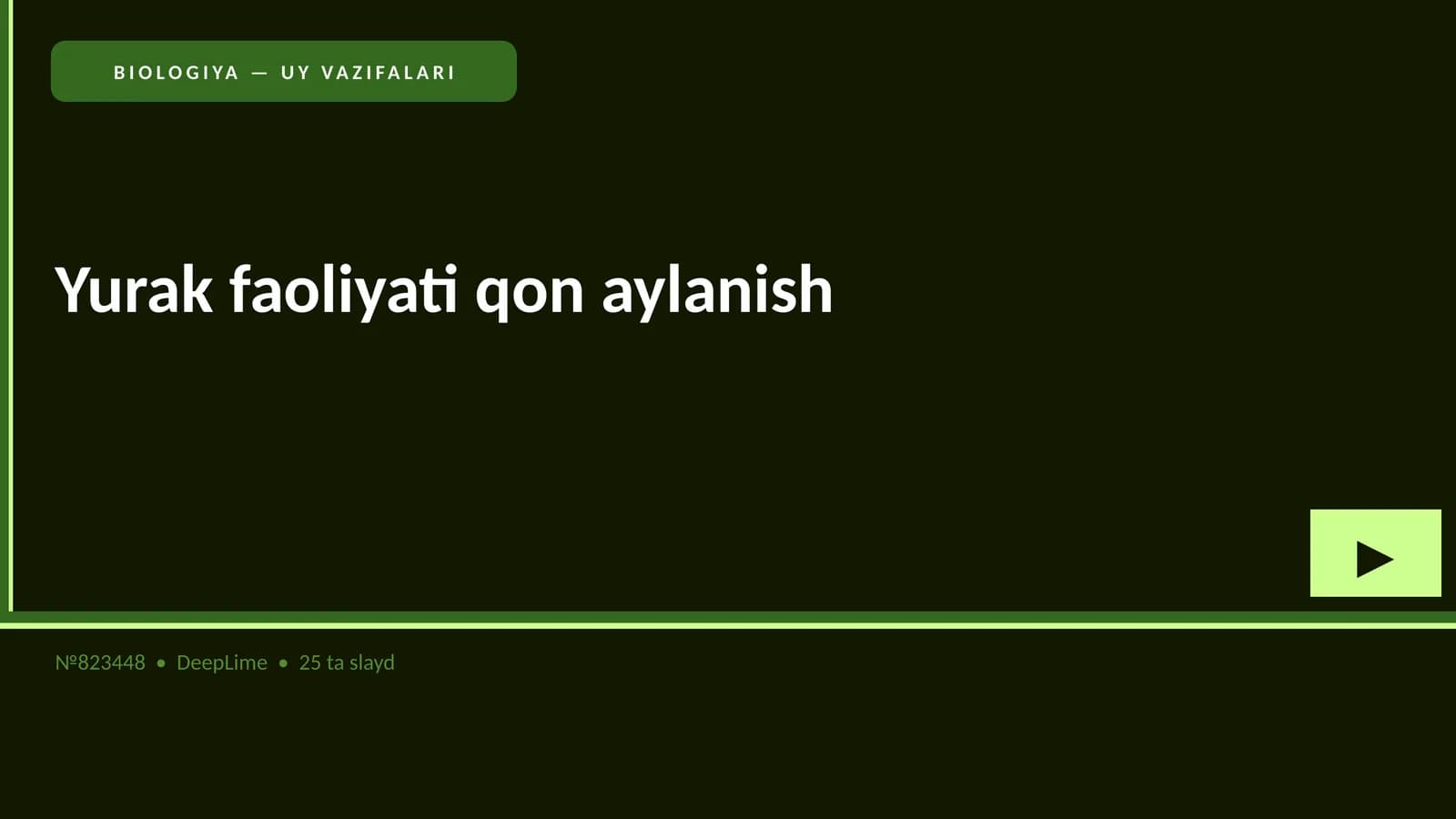 BIOLOGIYA — UY VAZIFALARI