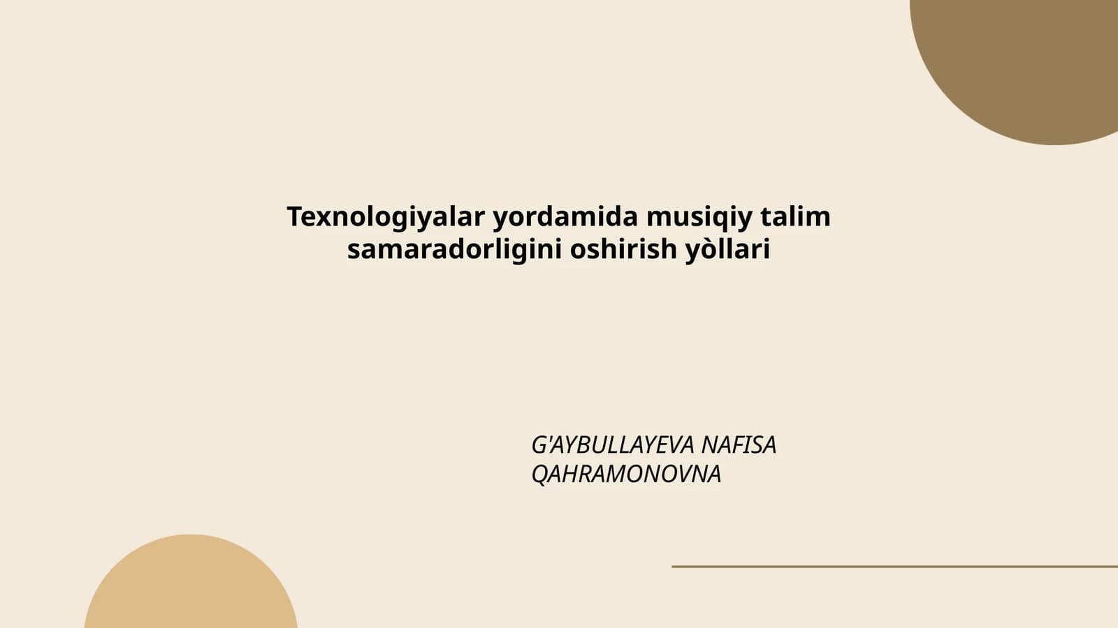 Texnologiyalar yordamida musiqiy talim samaradorligini oshirish yòllari