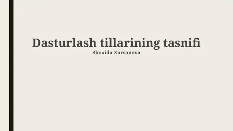 Dasturlash tillarining tasnifi