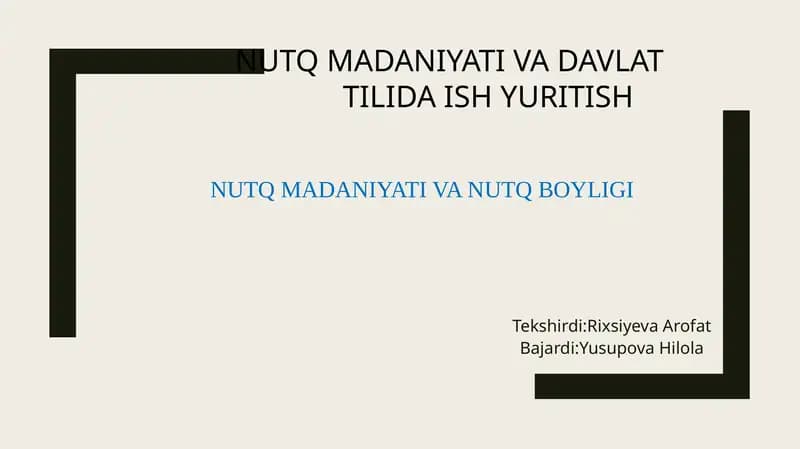Nutq madaniyati va nutq boyligi