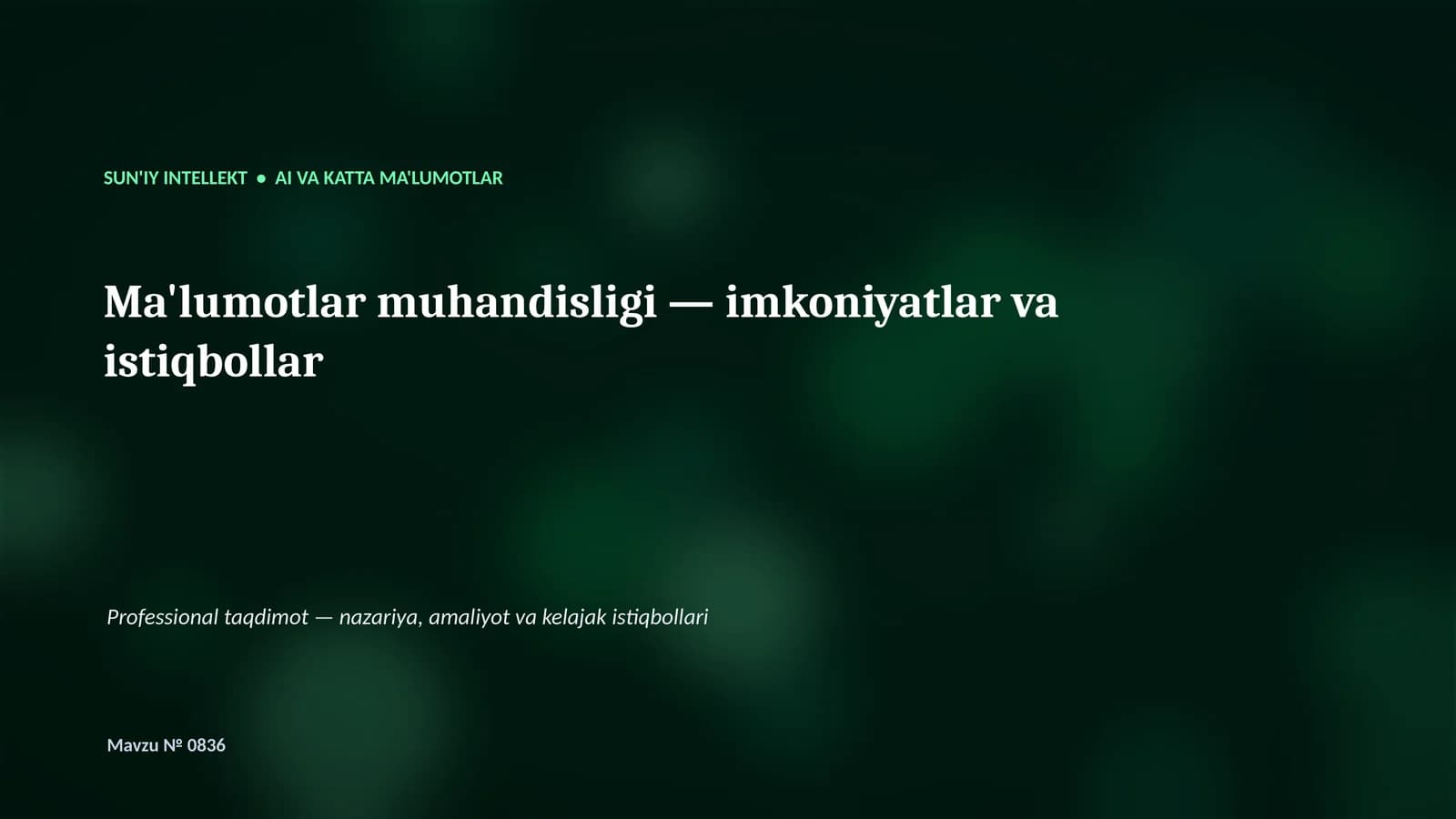 Professional taqdimot — nazariya, amaliyot va kelajak istiqbollari