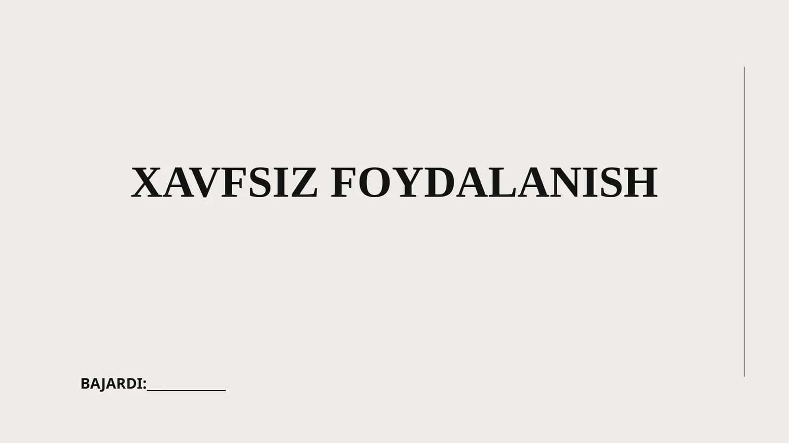 XAVFSIZ FOYDALANISH
