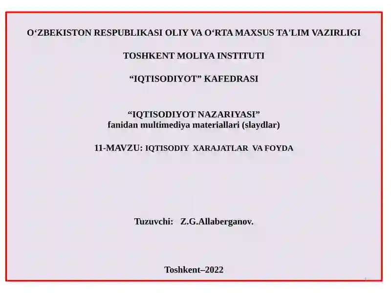 Iqtisodiy Xarajatlar va Foyda