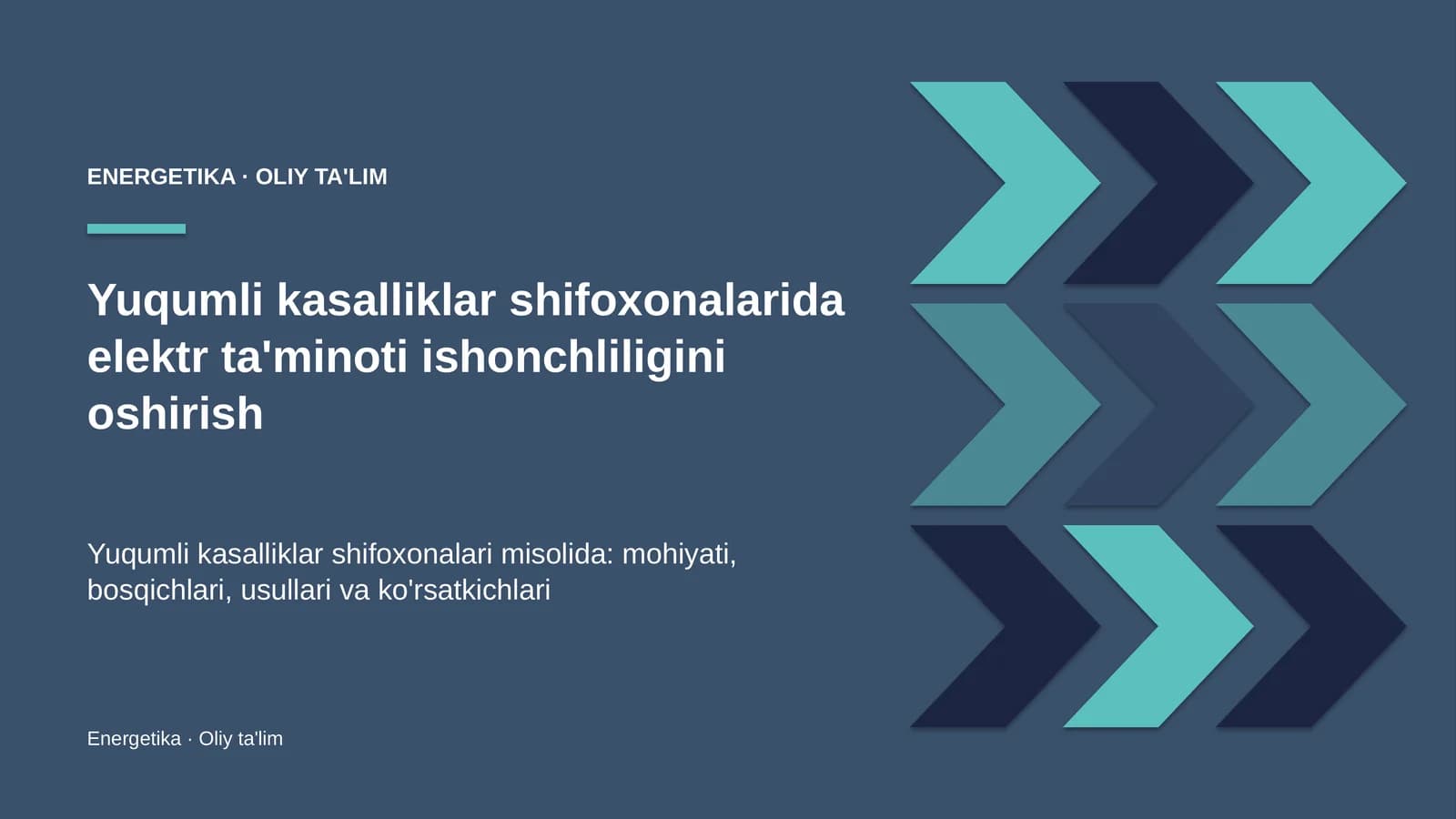yuqumli kasalliklar shifoxonalarida elektr ta'minoti ishonchliligini oshirish 9766