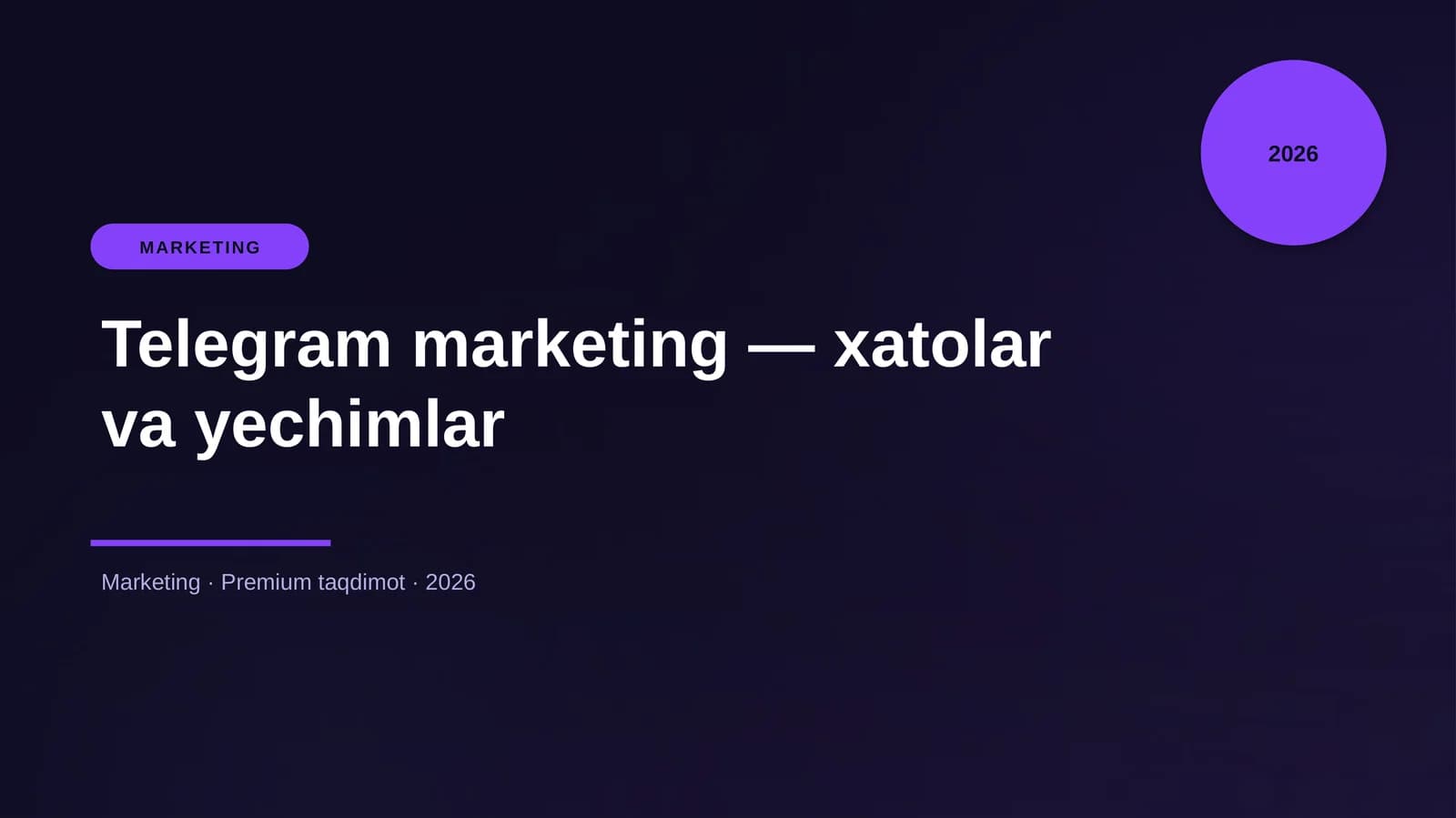 Telegram marketing — xatolar va yechimlar
