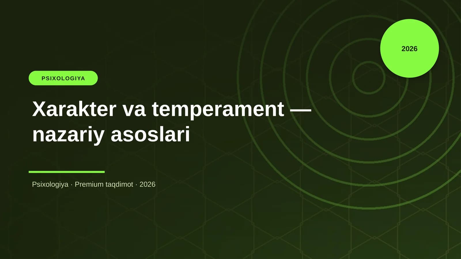 Xarakter va temperament — nazariy asoslari
