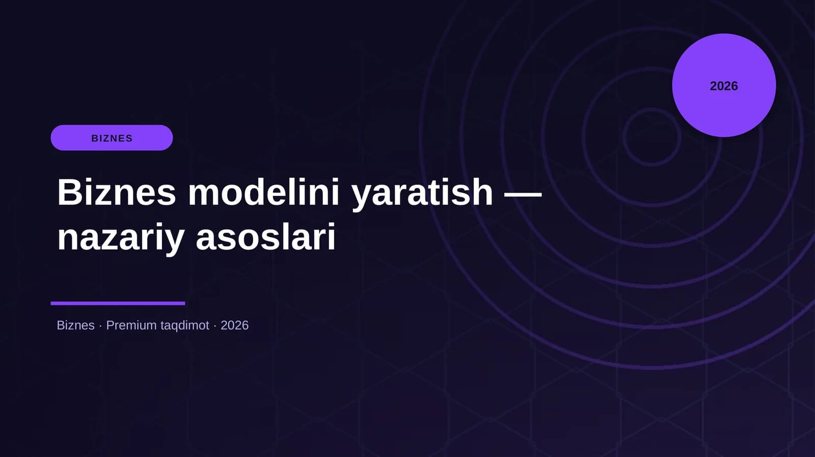 Biznes modelini yaratish — nazariy asoslari