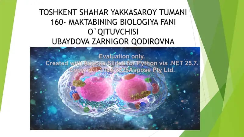 Biologiya fanidan referat: Hujayra sikli