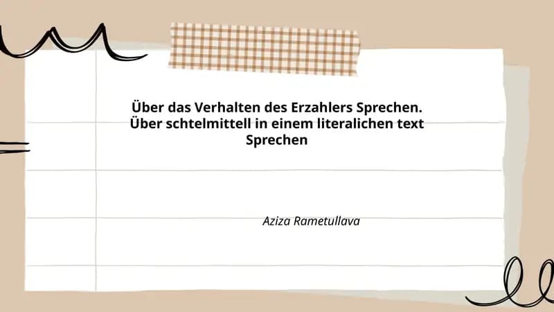 Über das Verhalten des Erzahlers Sprechen