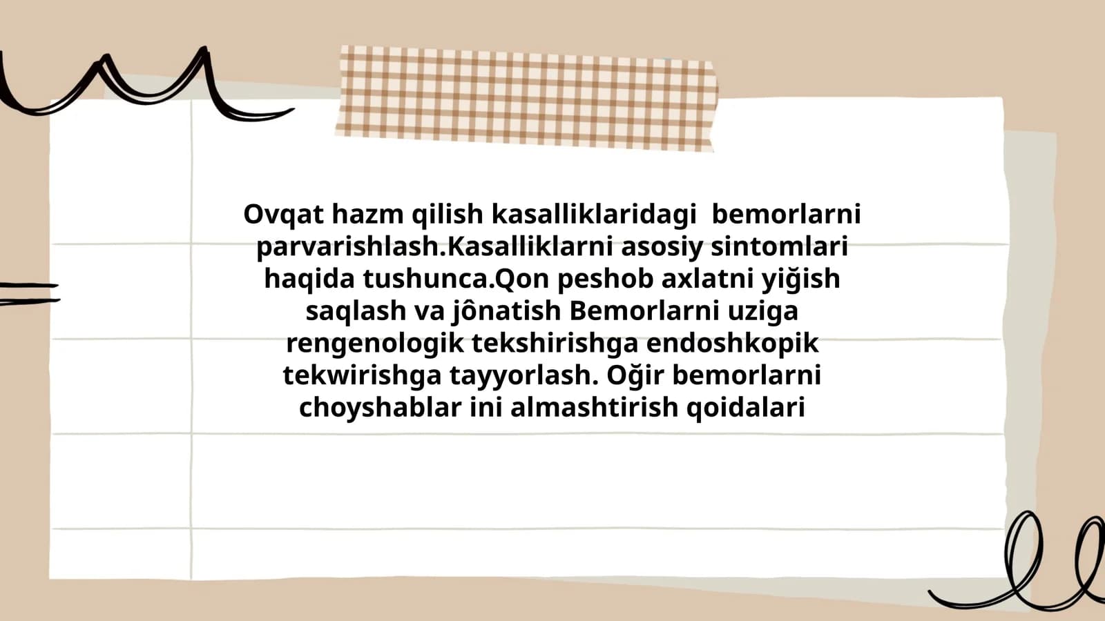 Ovqat hazm qilish kasalliklaridagi bemorlarni parvarishlash