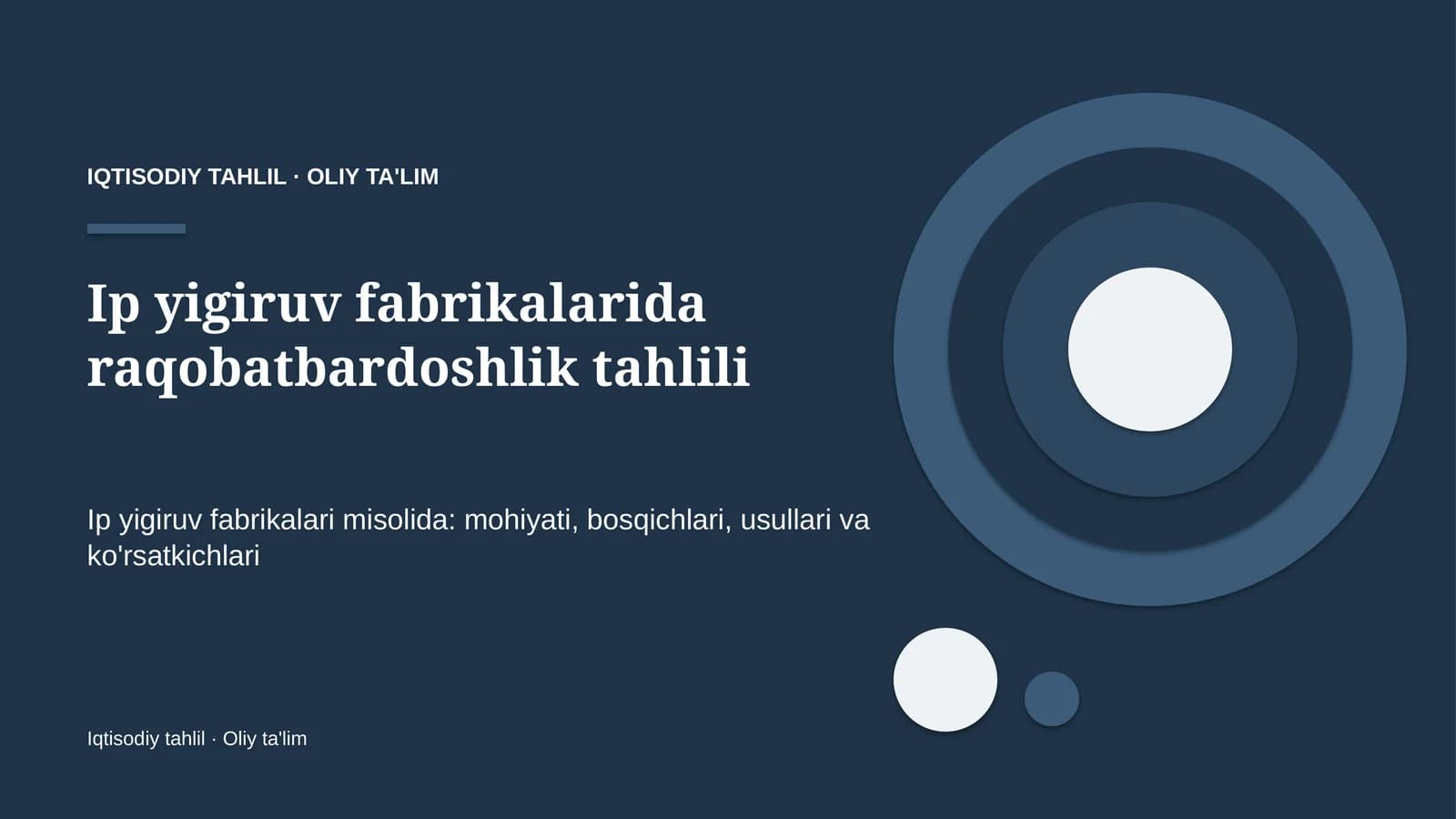 Ip yigiruv fabrikalarida raqobatbardoshlik tahlili