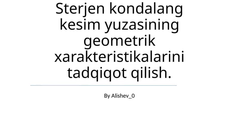 Sterjen kondalang kesim yuzasining geometrik xarakteristikalarini tadqiqot qilish
