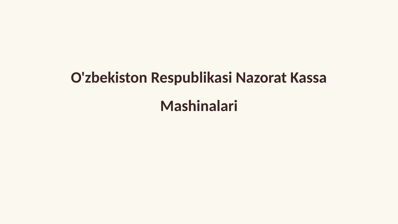 Nazorat Kassa Mashinalari