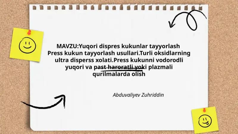 Yuqori dispres kukunlar tayyorlash