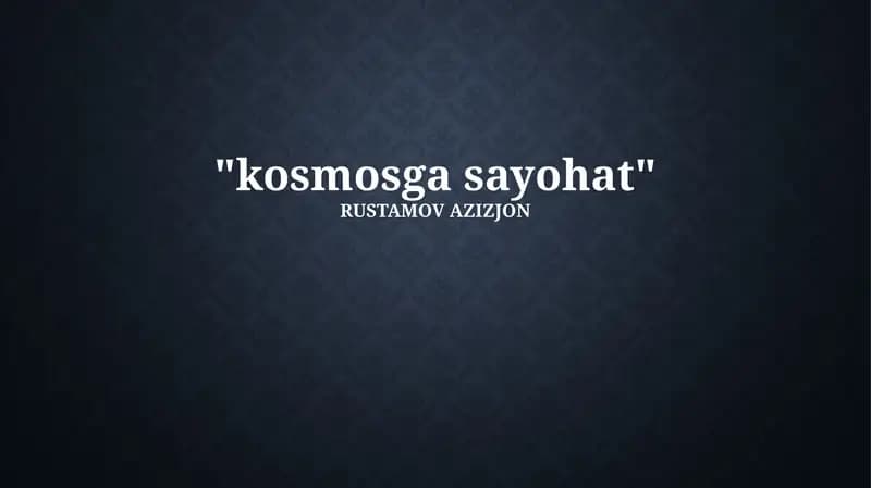 Kosmosga sayohat
