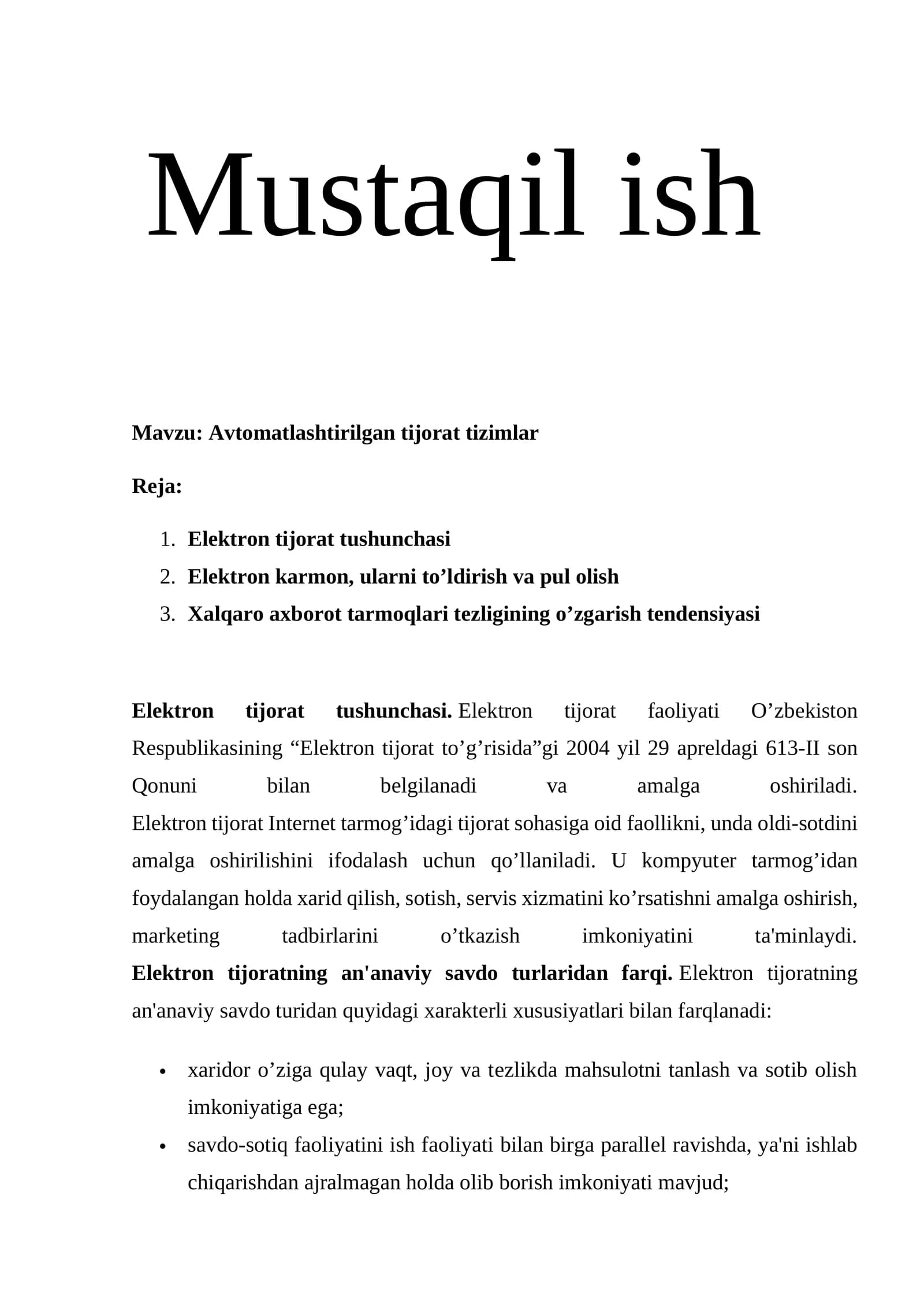 Avtomatlashtirilgan tijorat tizimlar