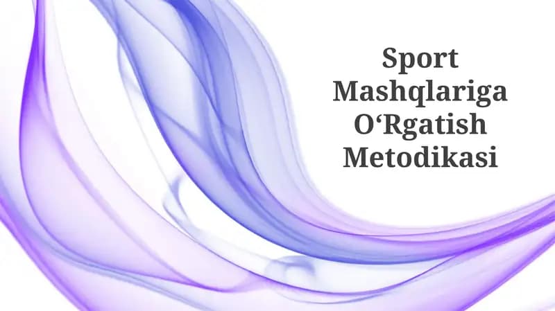 Sport Mashqlariga OʻRgatish Metodikasi