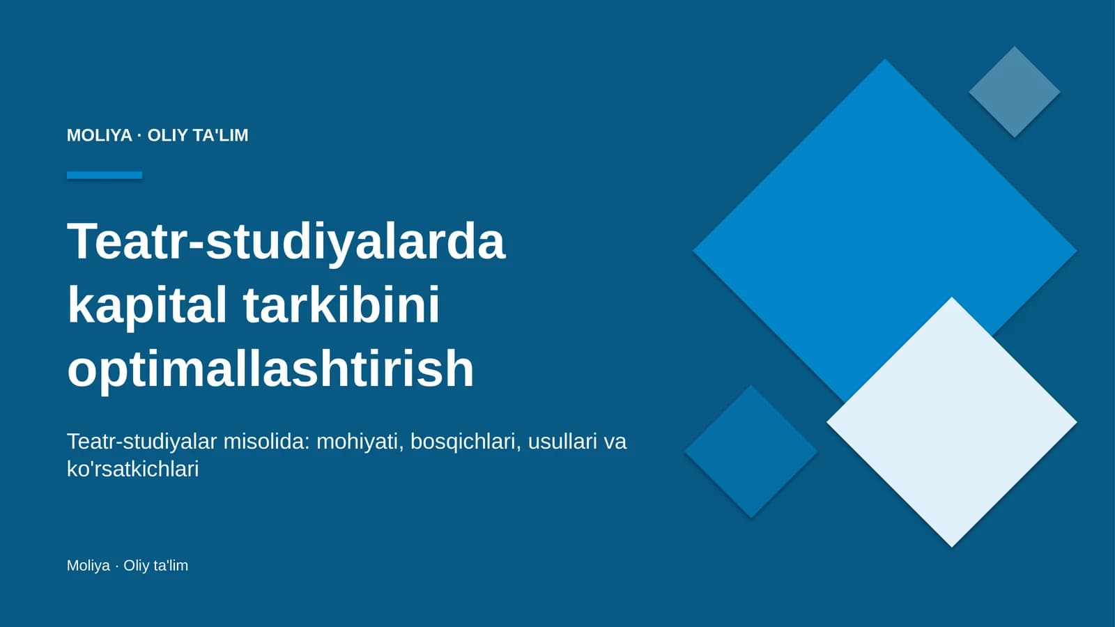 Teatr-studiyalarda kapital tarkibini optimallashtirish