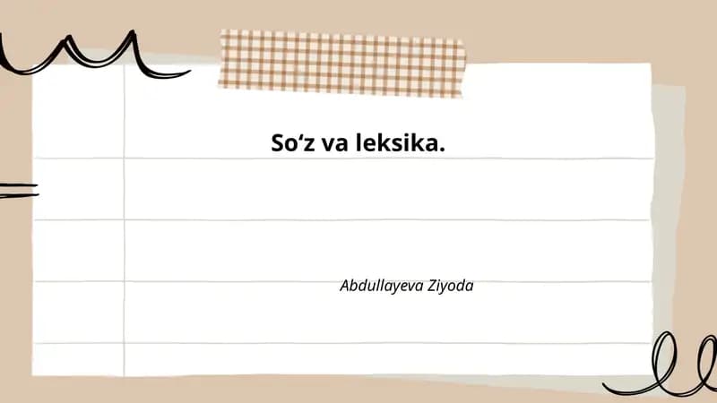 Soʻz va leksika