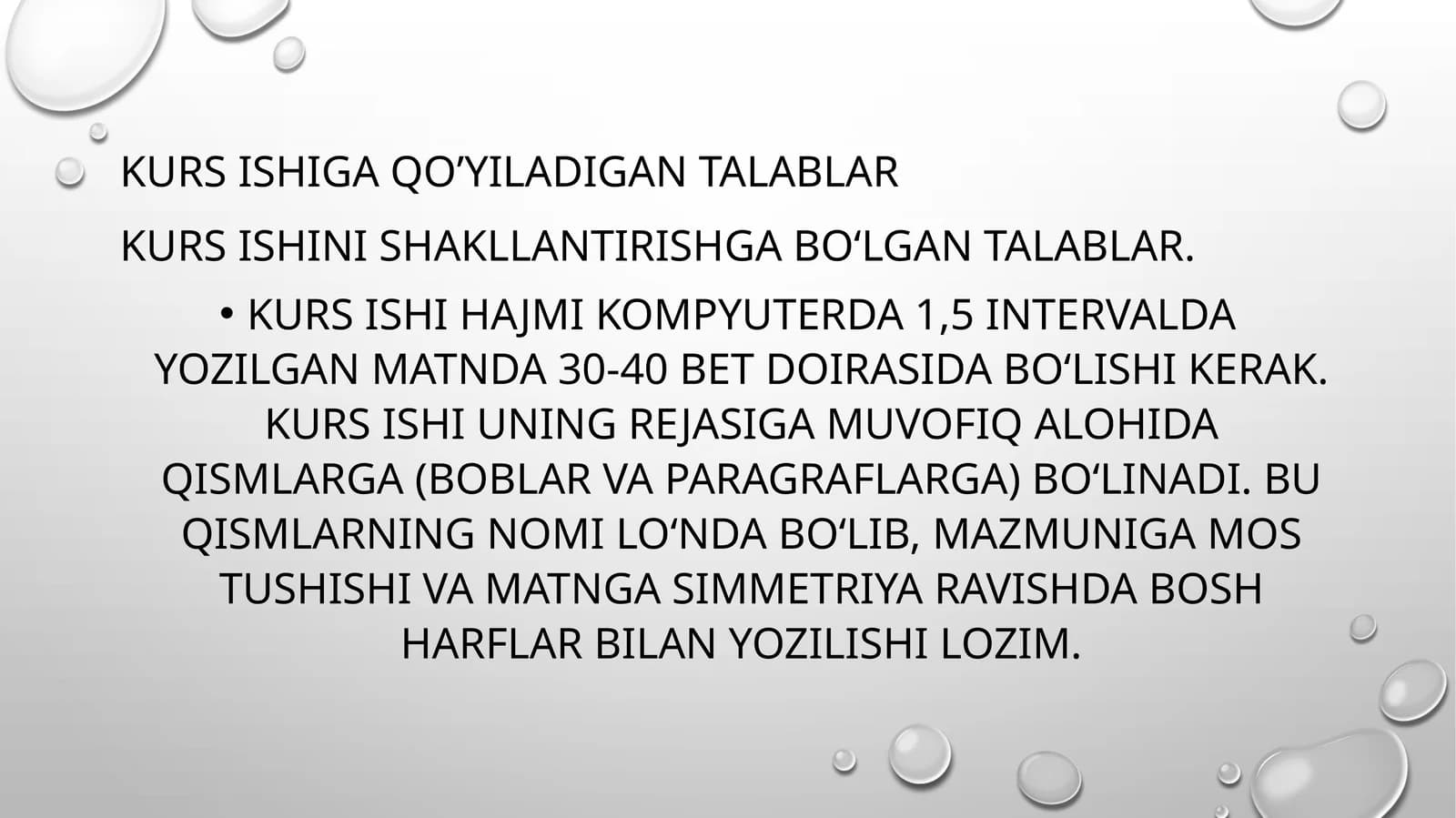 Kurs ishining talablari