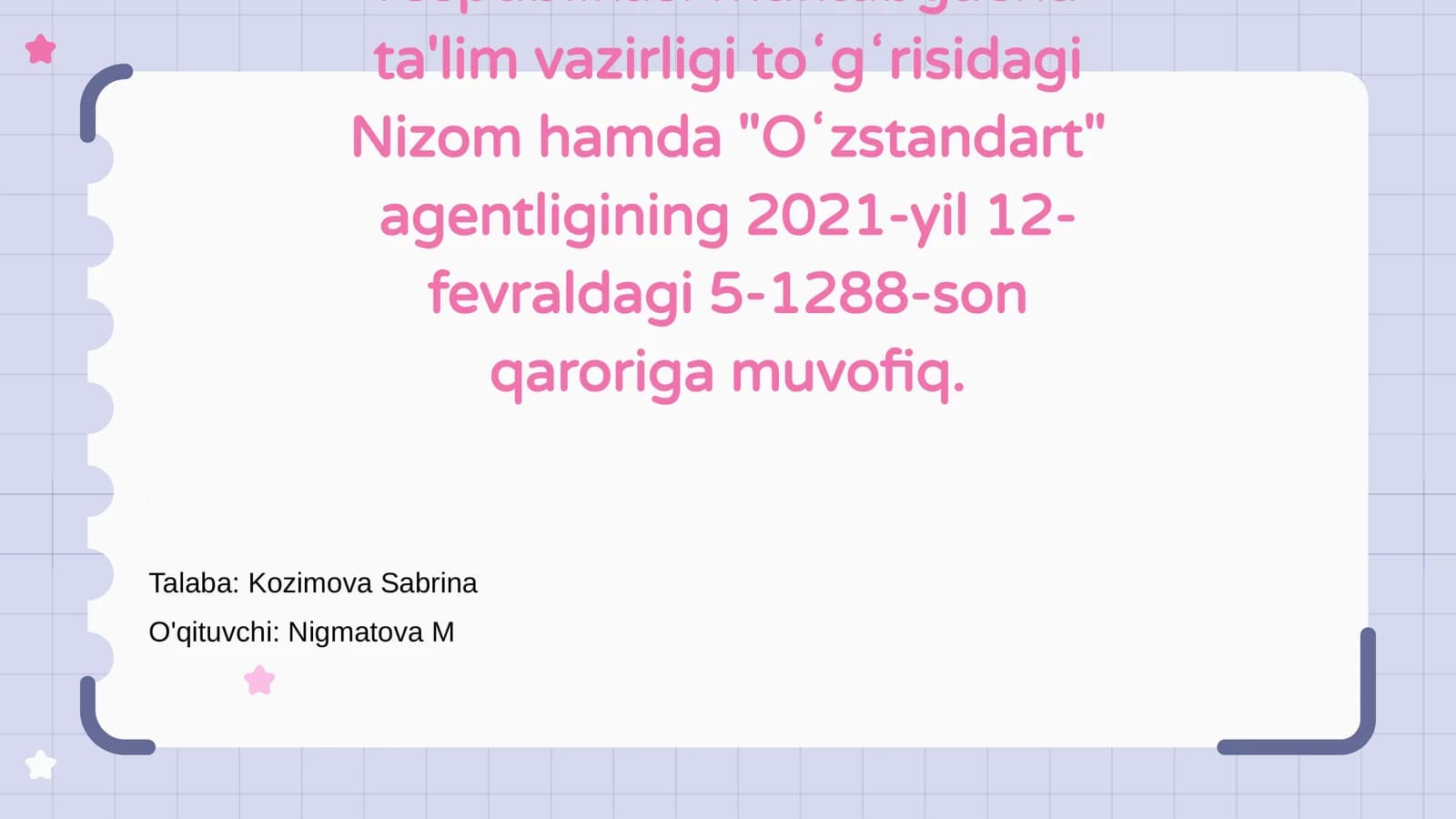 Shaxsiy talablar tarbiyachisi